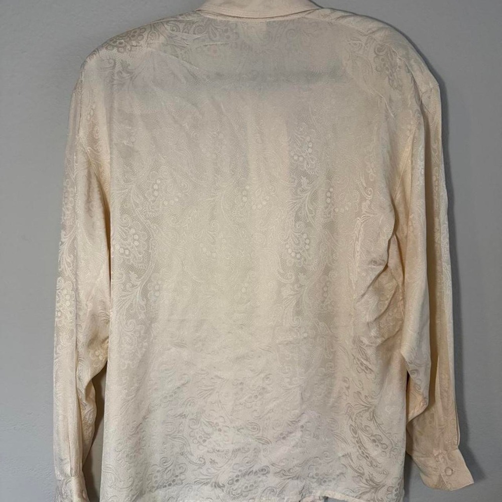 Vintage Signature Silks 100% Silk Jacquard Button Up Blouse Medium - Picture 3 of 5